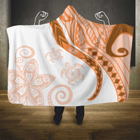 Orange Polynesian Tribal Turtle Floral Pattern Hooded Blanket LT05 - Polynesian Pride