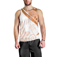 Orange Polynesian Tribal Turtle Floral Pattern Men Tank Top LT05 - Polynesian Pride
