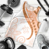 Orange Polynesian Tribal Turtle Floral Pattern Men Tank Top LT05 - Polynesian Pride