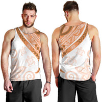 Orange Polynesian Tribal Turtle Floral Pattern Men Tank Top LT05 - Polynesian Pride