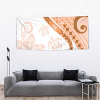 Orange Polynesian Tribal Turtle Floral Pattern Tapestry