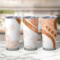 Orange Polynesian Tribal Turtle Floral Pattern Tumbler Cup LT05 - Polynesian Pride