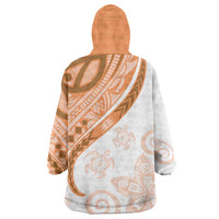 Orange Polynesian Tribal Turtle Floral Pattern Wearable Blanket Hoodie LT05 - Polynesian Pride