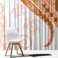 Orange Polynesian Tribal Turtle Floral Pattern Window Curtain LT05 - Polynesian Pride