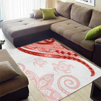 Coral Red Polynesian Tribal Turtle Floral Pattern Area Rug LT05 - Polynesian Pride