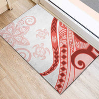 Coral Red Polynesian Tribal Turtle Floral Pattern Rubber Doormat LT05 - Polynesian Pride