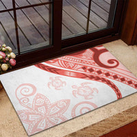 Coral Red Polynesian Tribal Turtle Floral Pattern Rubber Doormat LT05 - Polynesian Pride