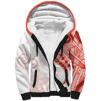 Coral Red Polynesian Tribal Turtle Floral Pattern Sherpa Hoodie LT05 Unisex Red - Polynesian Pride