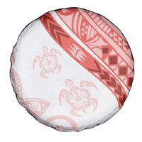Coral Red Polynesian Tribal Turtle Floral Pattern Spare Tire Cover LT05 - Polynesian Pride