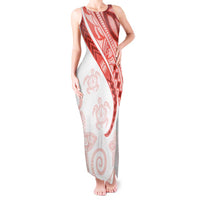 Coral Red Polynesian Tribal Turtle Floral Pattern Tank Maxi Dress LT05 Women Red - Polynesian Pride