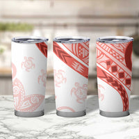 Coral Red Polynesian Tribal Turtle Floral Pattern Tumbler Cup LT05 - Polynesian Pride