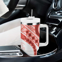 Coral Red Polynesian Tribal Turtle Floral Pattern Tumbler With Handle LT05 - Polynesian Pride