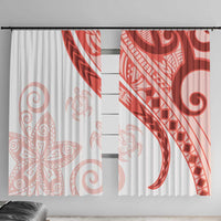 Coral Red Polynesian Tribal Turtle Floral Pattern Window Curtain LT05 With Hooks Red - Polynesian Pride