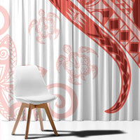 Coral Red Polynesian Tribal Turtle Floral Pattern Window Curtain LT05 - Polynesian Pride