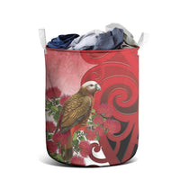 New Zealand Parrot Kaka Laundry Basket Maori Koru With Pohutukawa Flowers LT05 - Polynesian Pride