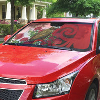New Zealand Parrot Kaka Auto Sun Shade Maori Koru With Pohutukawa Flowers LT05 - Polynesian Pride