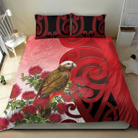 New Zealand Parrot Kaka Bedding Set Maori Koru With Pohutukawa Flowers LT05 - Polynesian Pride