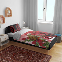 New Zealand Parrot Kaka Bedding Set Maori Koru With Pohutukawa Flowers LT05 - Polynesian Pride