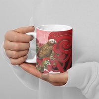 New Zealand Parrot Kaka Ceramic Mug Maori Koru With Pohutukawa Flowers LT05 - Polynesian Pride