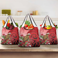 New Zealand Parrot Kaka Grocery Bag Maori Koru With Pohutukawa Flowers - Polynesian Pride