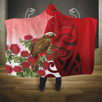 New Zealand Parrot Kaka Hooded Blanket Maori Koru With Pohutukawa Flowers LT05 - Polynesian Pride