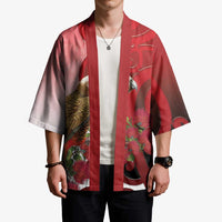 New Zealand Parrot Kaka Kimono Maori Koru With Pohutukawa Flowers LT05 - Polynesian Pride