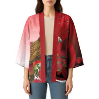 New Zealand Parrot Kaka Kimono Maori Koru With Pohutukawa Flowers LT05 - Polynesian Pride