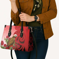 New Zealand Parrot Kaka Leather Bag Maori Koru With Pohutukawa Flowers LT05 - Polynesian Pride