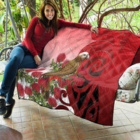 New Zealand Parrot Kaka Quilt Maori Koru With Pohutukawa Flowers - Polynesian Pride