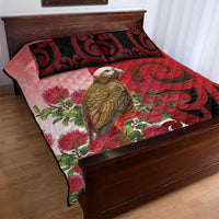 New Zealand Parrot Kaka Quilt Bed Set Maori Koru With Pohutukawa Flowers - Polynesian Pride