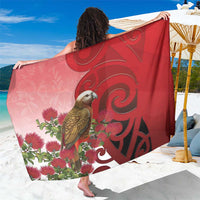 New Zealand Parrot Kaka Sarong Maori Koru With Pohutukawa Flowers - Polynesian Pride