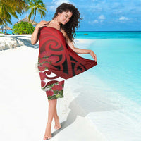 New Zealand Parrot Kaka Sarong Maori Koru With Pohutukawa Flowers - Polynesian Pride