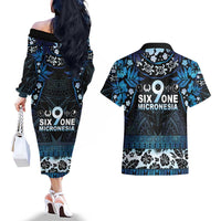 Micronesia FSM 691 Couples Matching Off The Shoulder Long Sleeve Dress and Hawaiian Shirt Respect Culture
