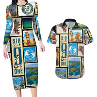 FSM Micronesia Culture Couples Matching Long Sleeve Bodycon Dress and Hawaiian Shirt