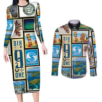 FSM Micronesia Culture Couples Matching Long Sleeve Bodycon Dress and Long Sleeve Button Shirt LT05 Colorful - Polynesian Pride