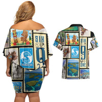 FSM Micronesia Culture Couples Matching Off Shoulder Short Dress and Hawaiian Shirt