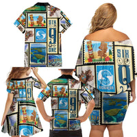 FSM Micronesia Culture Family Matching Off Shoulder Short Dress and Hawaiian Shirt
