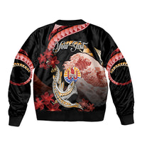 Personalised French Polynesia Victory Day Bomber Jacket Polynesian Pattern Plumeria LT05 - Polynesian Pride