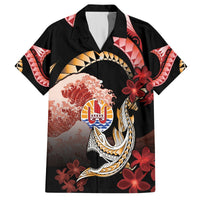 Personalised French Polynesia Victory Day Hawaiian Shirt Polynesian Pattern Plumeria LT05 Black - Polynesian Pride