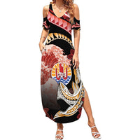 Personalised French Polynesia Victory Day Summer Maxi Dress Polynesian Pattern Plumeria LT05 Women Black - Polynesian Pride