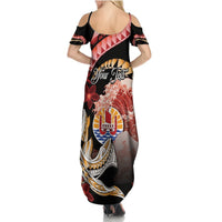 Personalised French Polynesia Victory Day Summer Maxi Dress Polynesian Pattern Plumeria LT05 - Polynesian Pride