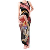 Personalised French Polynesia Victory Day Tank Maxi Dress Polynesian Pattern Plumeria LT05 Women Black - Polynesian Pride