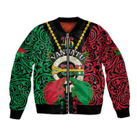 Vanuatu 46th Independence Day Bomber Jacket Long God Yumi Stanap Wild Boar LT05 Unisex Black - Polynesian Pride