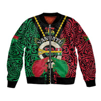 Vanuatu 45th Independence Day Bomber Jacket Long God Yumi Stanap Wild Boar LT05 Unisex Black - Polynesian Pride