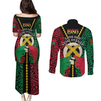 Vanuatu 45th Independence Day Couples Matching Puletasi and Long Sleeve Button Shirt Long God Yumi Stanap Wild Boar LT05 - Polynesian Pride