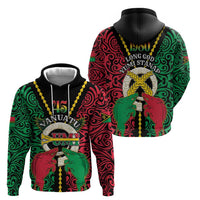 Vanuatu 46th Independence Day Hoodie Long God Yumi Stanap Wild Boar LT05 Zip Hoodie Black - Polynesian Pride