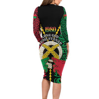 Vanuatu 46th Independence Day Long Sleeve Bodycon Dress Long God Yumi Stanap Wild Boar LT05 - Polynesian Pride