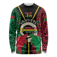 Vanuatu 46th Independence Day Long Sleeve Shirt Long God Yumi Stanap Wild Boar LT05 Unisex Black - Polynesian Pride