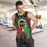 Vanuatu 46th Independence Day Men Tank Top Long God Yumi Stanap Wild Boar LT05 Black - Polynesian Pride