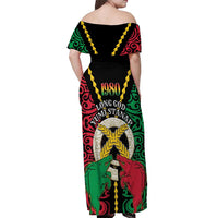 Vanuatu 45th Independence Day Off Shoulder Maxi Dress Long God Yumi Stanap Wild Boar LT05 - Polynesian Pride